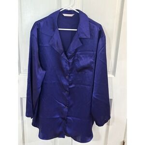 Victorias Secret Womens Dark Purple Intimates Sleepware Shirt Button Up Top XL